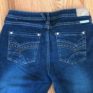 Tyte Jeans Embellished Low Rise Junior Jeans Size 11 Denim Blue Straight Leg